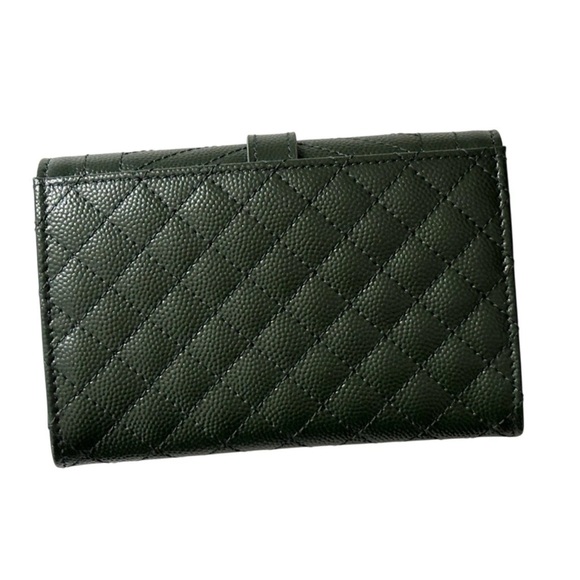 YSL Saint Laurent Grain De Poudre Matelasse Small Monogram Envelope Wallet NEW - Picture 6 of 13